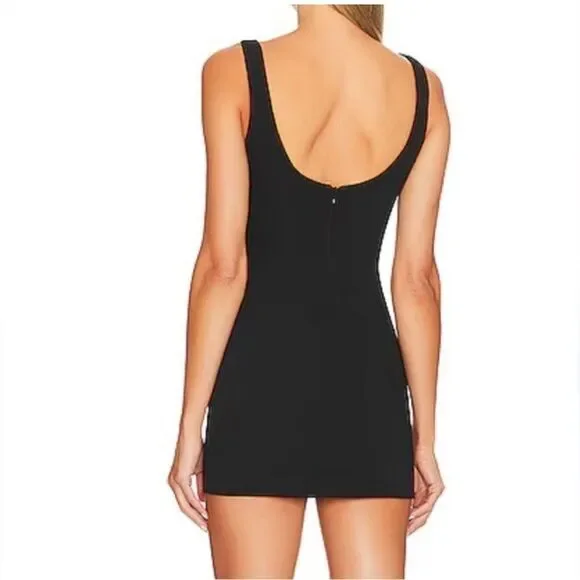NWT Superdown Dawn Mini Dress Black rhinestone panel cut out Revolve S - Picture 2 of 12